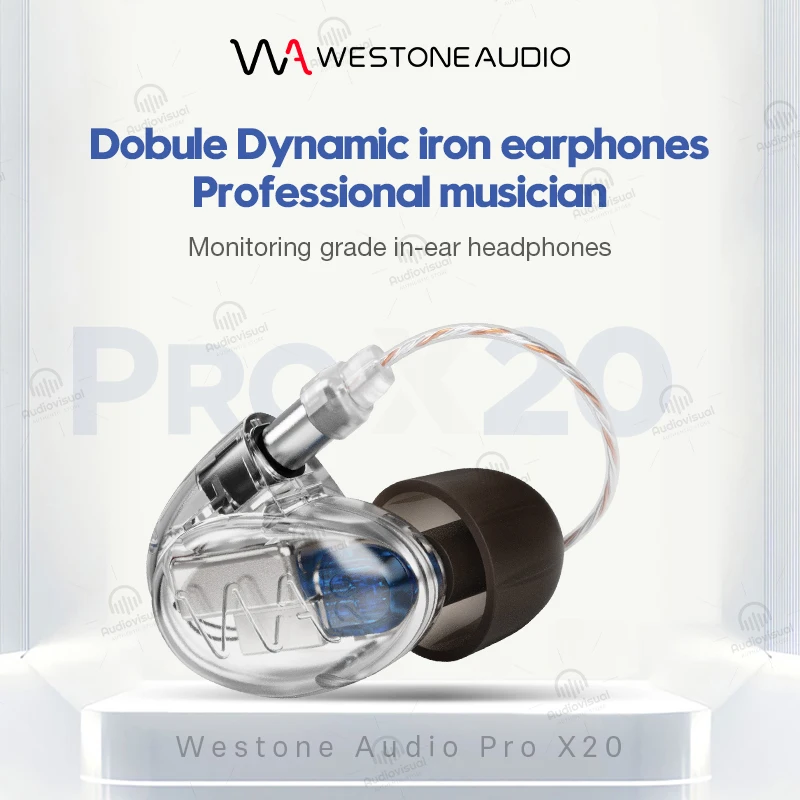 Westone Audio PRO X20 In-Ear Earphone Dobule Dynamic Iron Earphones Noise Isolating Musician Detachable Headphone Cable Style