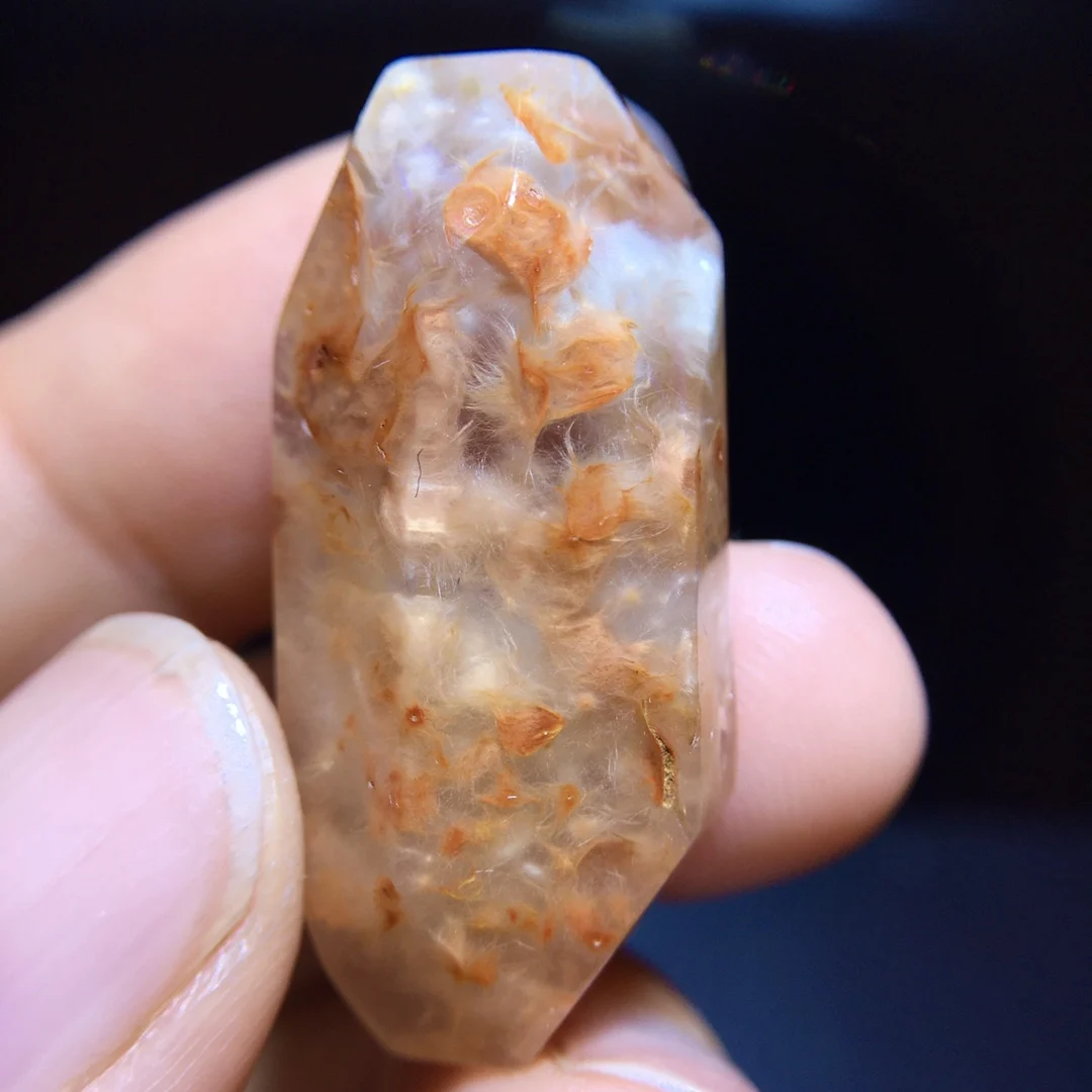 Natural Gold Rutilated Quartz Pendant Rabbit Rutilated Quartz Flower 32.7/15.8/11.2mm Men Women Brazil AAAAAAA