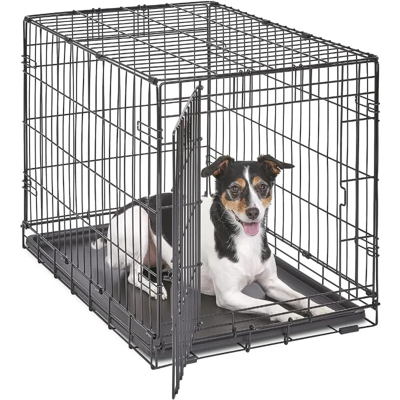 

Newly Enhanced Single & Double Door iCrate Dog Crate, Includes Leak-Proof Pan, Floor Protecting Feet, Divider Panel & New