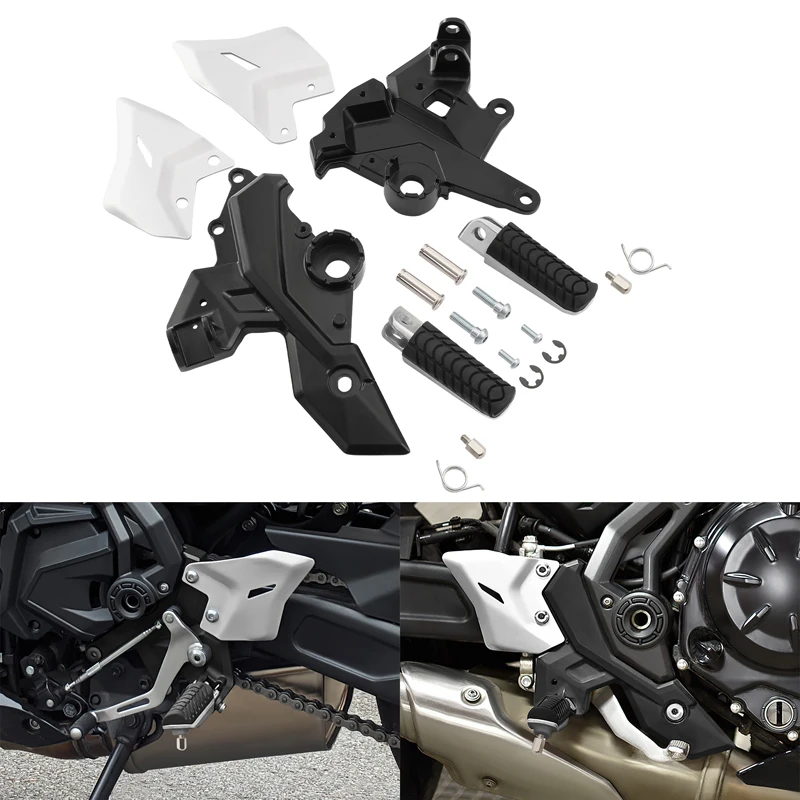 Motorcycle Front Driver Foot Pegs Brackets Set For Kawasaki Ninja 650 Z650 2017-2024 Z650RS 2022-2023