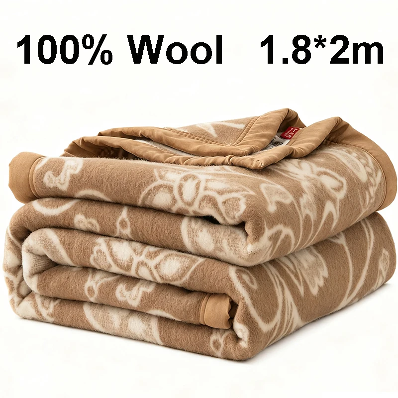 100% Thicken Wool Blankets 1.8*2m Winter Wool Blankets Double Large Size Warm Comforter Camping Dormitory Sofa Hotel Bedding