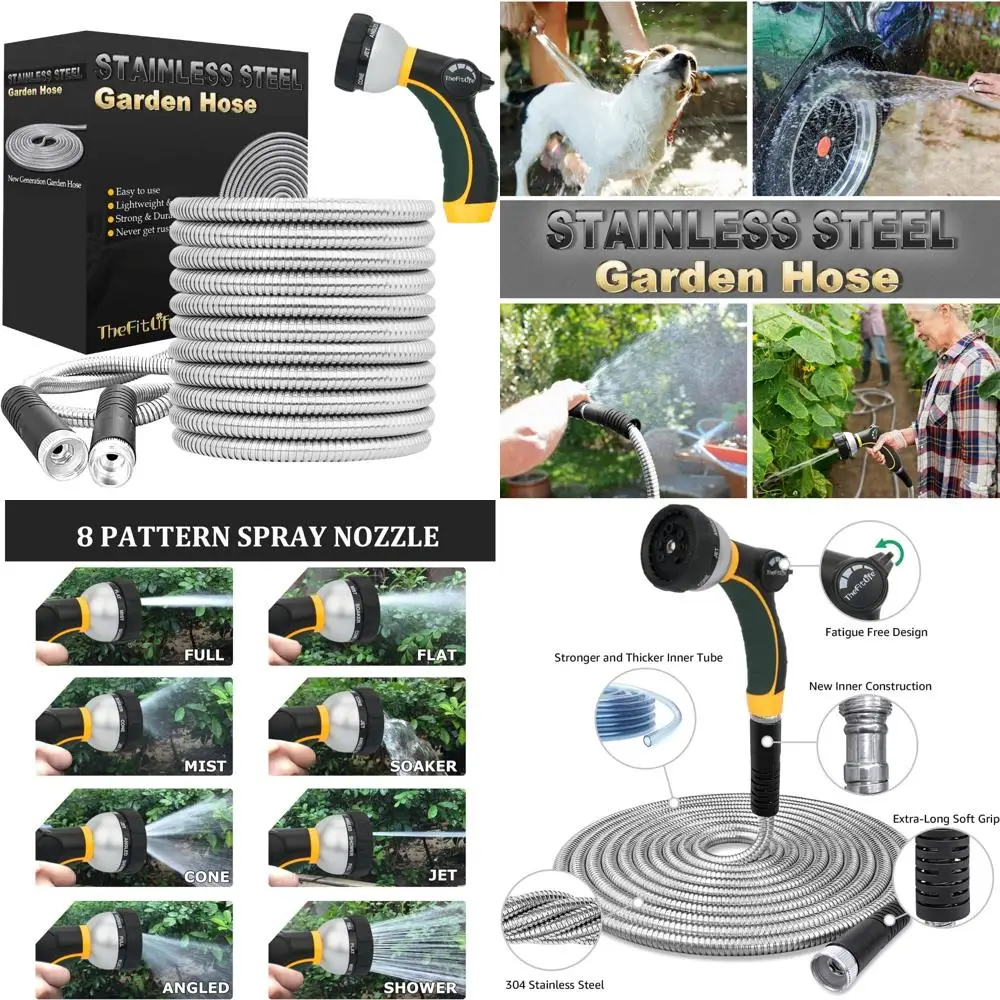 

Герметичный гибкий металлический садовый шланг с фитингами из нержавеющей стали и прочной конструкцией для прочного использования на открытом воздухе