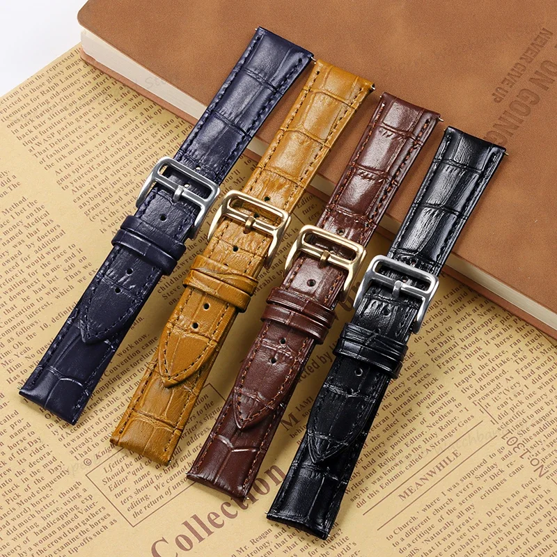 18mm 19mm 20mm 21mm 22mm Genuine Leather Watch Band Bamboo Pattern Cowhide Quick Release Bracelet Men Women for Huawei GT