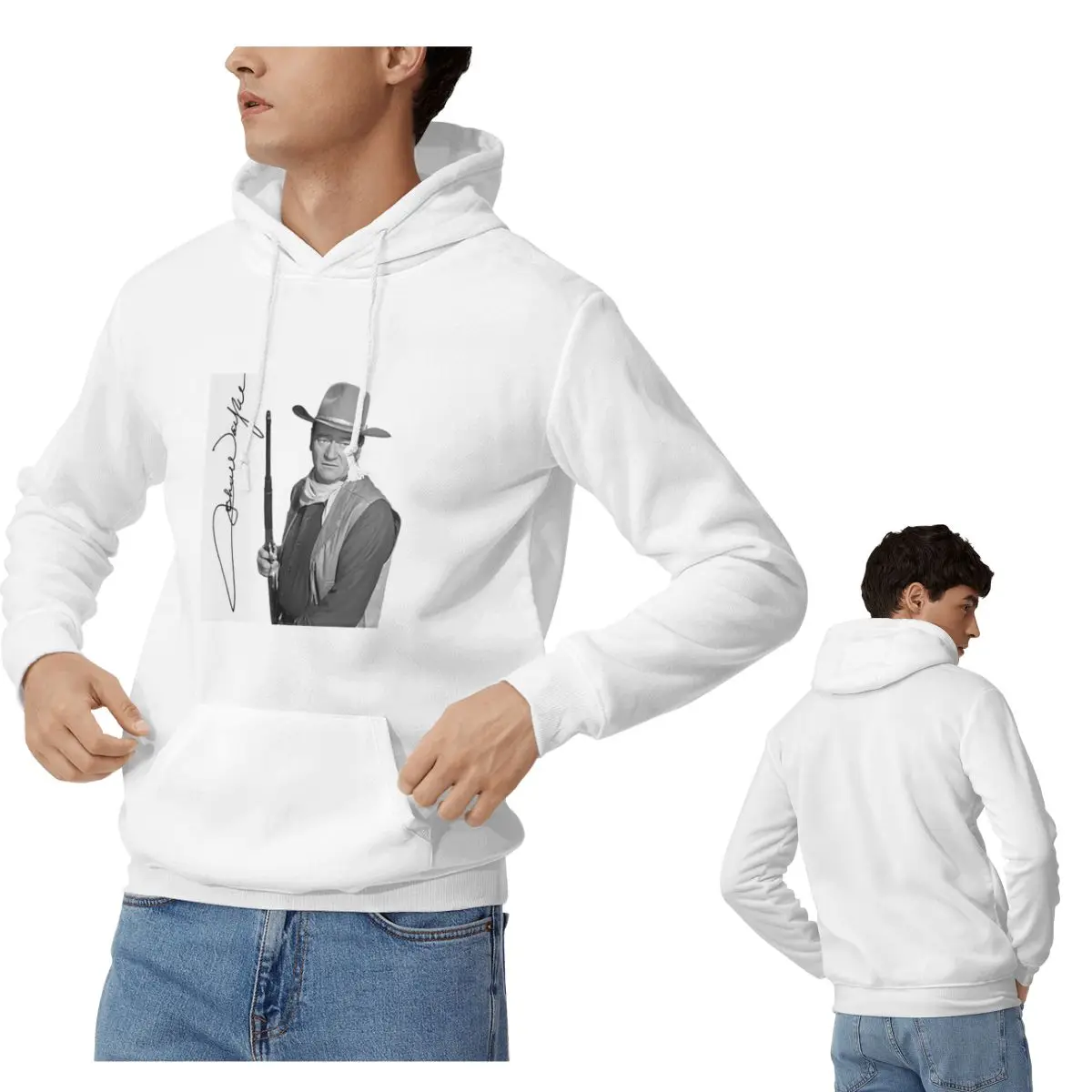 

Толстовки с капюшоном John Wayne Signature The Duke, мужские и женские повседневные пуловеры, Harajuku, уличная одежда с длинными рукавами, осень-зима