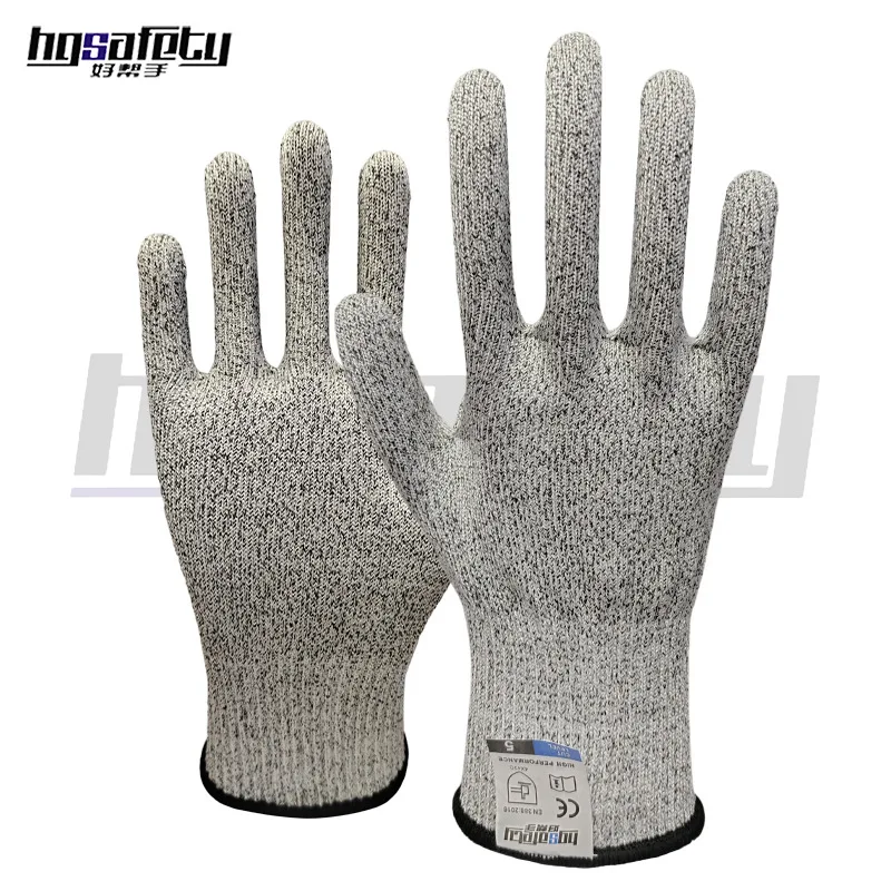 Anti Cut Proof Gloves Hot Sale GMG Grey Black HPPE EN388 ANSI Anti Cut Level 5 Safety Work Gloves Cut Resistant Gloves