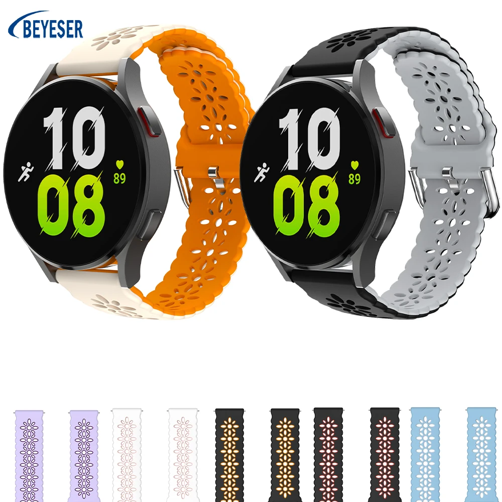 

20mm Silicone Strap For Samsung Galaxy Watch 5/4/5Pro/4Classic Hollow Pattern Replacement Watchband Wristband For Amazfit GTS4 M