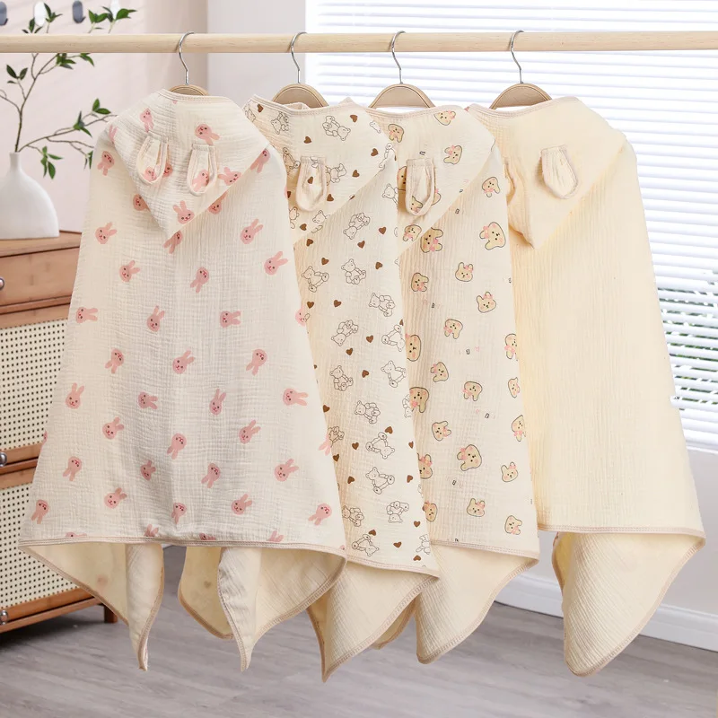 

Четырехслойное хлопково-марлевое банное полотенце с капюшоном для детей-пончо — теплая накидка для плавания для мальчиков и девочек