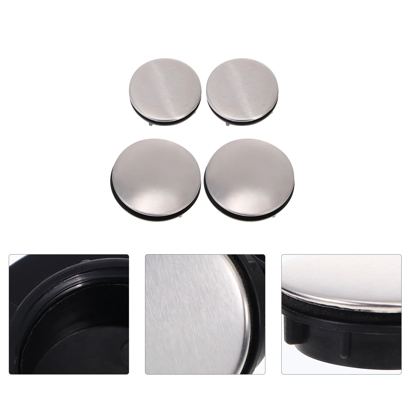 

4Pcs Stainless Steel Sink Hole Covers Tap Hole Plugs Leak Prevention Kitchen Faucet Washbasin Accessory Sink Accessory