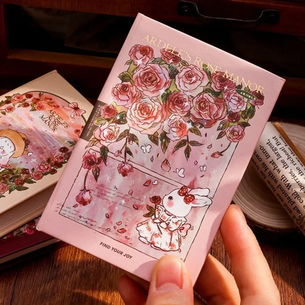 Mini Notebook Sweet Pink Rose Manor Series Blank Page A7 Cute Pocket Book Beautiful Diary Portable Student Notepad Writing Pads