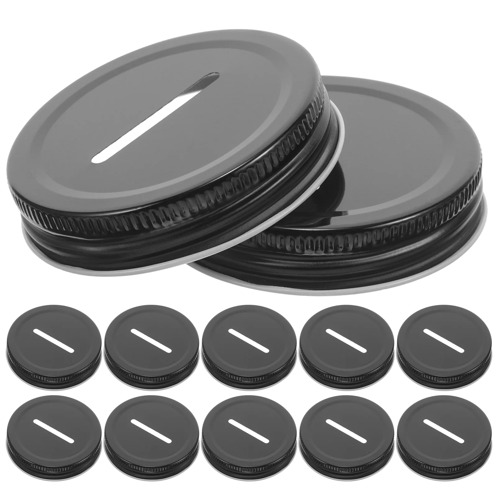 12 Pcs Wide Mouth Mason Jars Lid Tinplate Piggy Bank Coin Slot Caps Canning Lids for Home