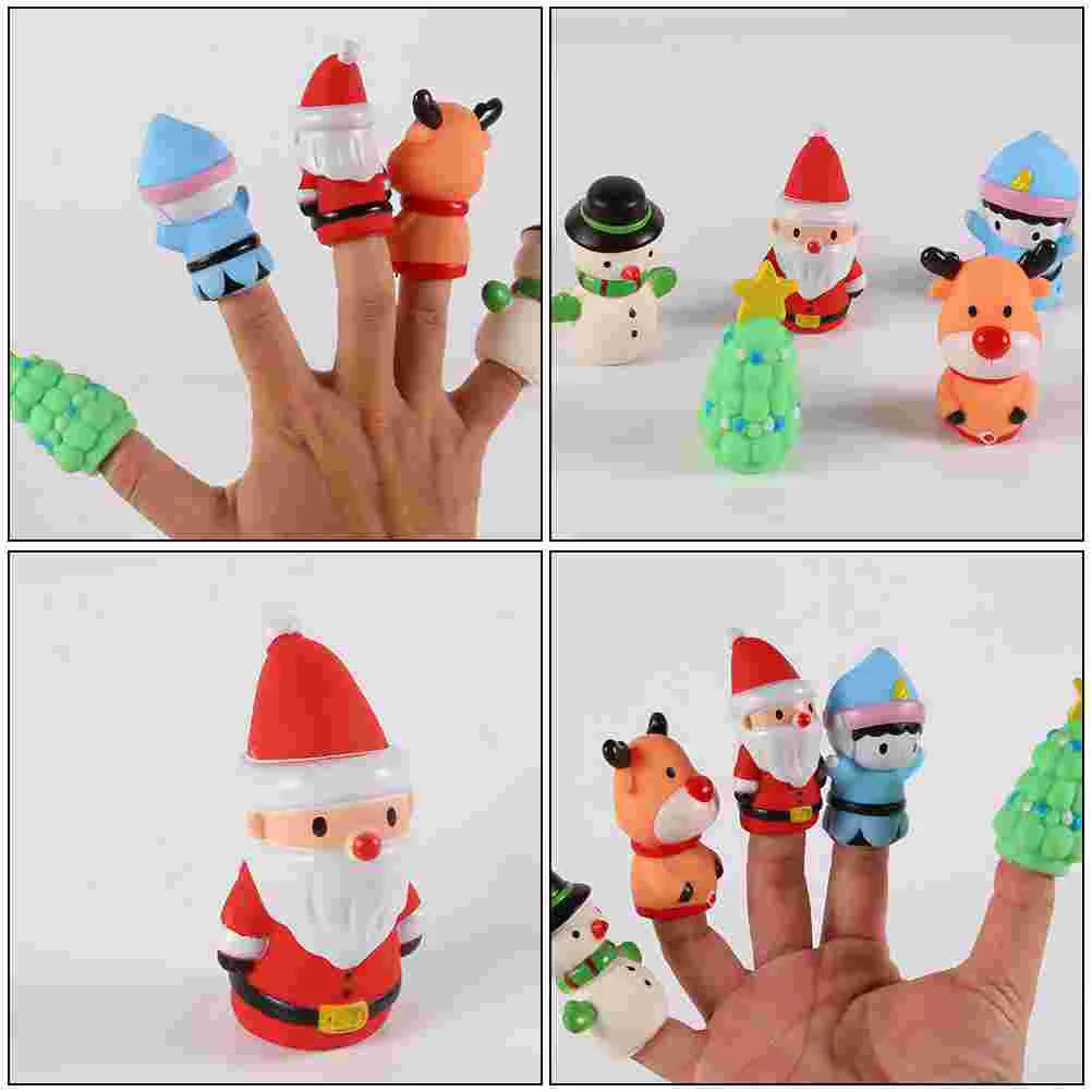 5-teilige Fingerlinge für Weihnachten, Kleinkinder, Babyspielzeug, Kinder-Handpuppe, weiches Gummi, Weihnachtspuppen für Kinder