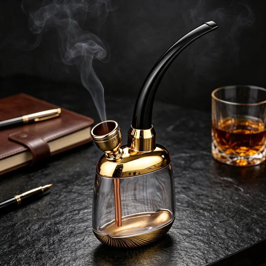 Portable Mini Water Pipe Filter Hookah, Zinc Alloy & ABS Creative Smoking Pipe Filter Tip for Bar Club Household Men Gift view 5