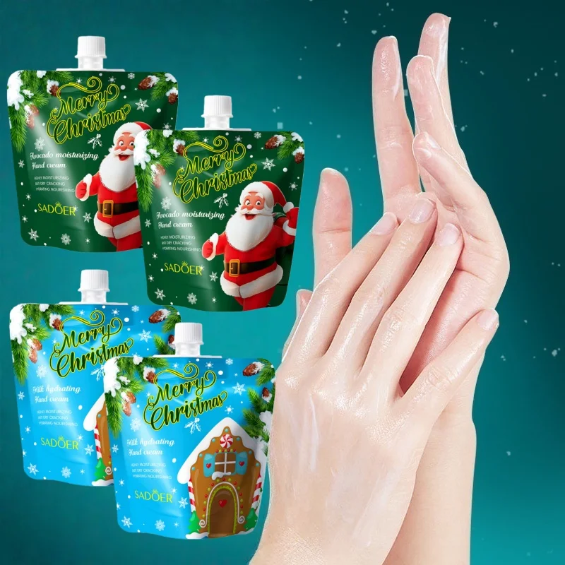4Pcs Christmas Hand Cream Set, Two Styles to Choose from (2 Avocado Moisturizing Hand Creams, 2 Milk Moisturizing Hand Creams), Compact and Exquisite Packaging, Easy to Carry, Suitable as a Small Holiday Gift, for Christmas, Valentine's Day, to Give to Family, Friends, Colleagues, and Loved Ones as a Small Surprise