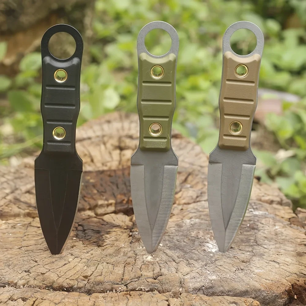 Outdoor Camping Survival Tactical Small Straight Knife with K Sheath, Hiking, High Hardness, EDC Portable Versatile Fruit Knife