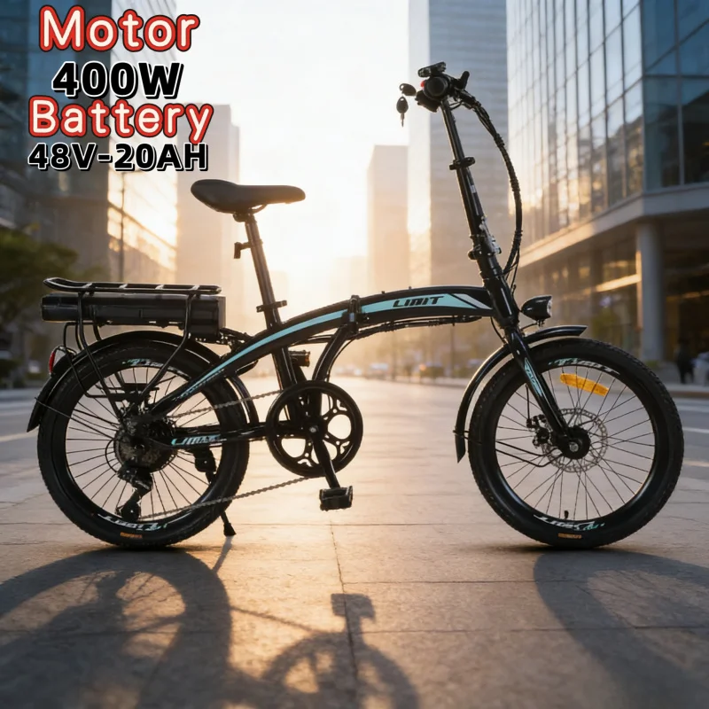 

20 inch foldable E-Bike, lightweight 400W motor city electric bike, 48V20AH removable battery electric moped adult bike