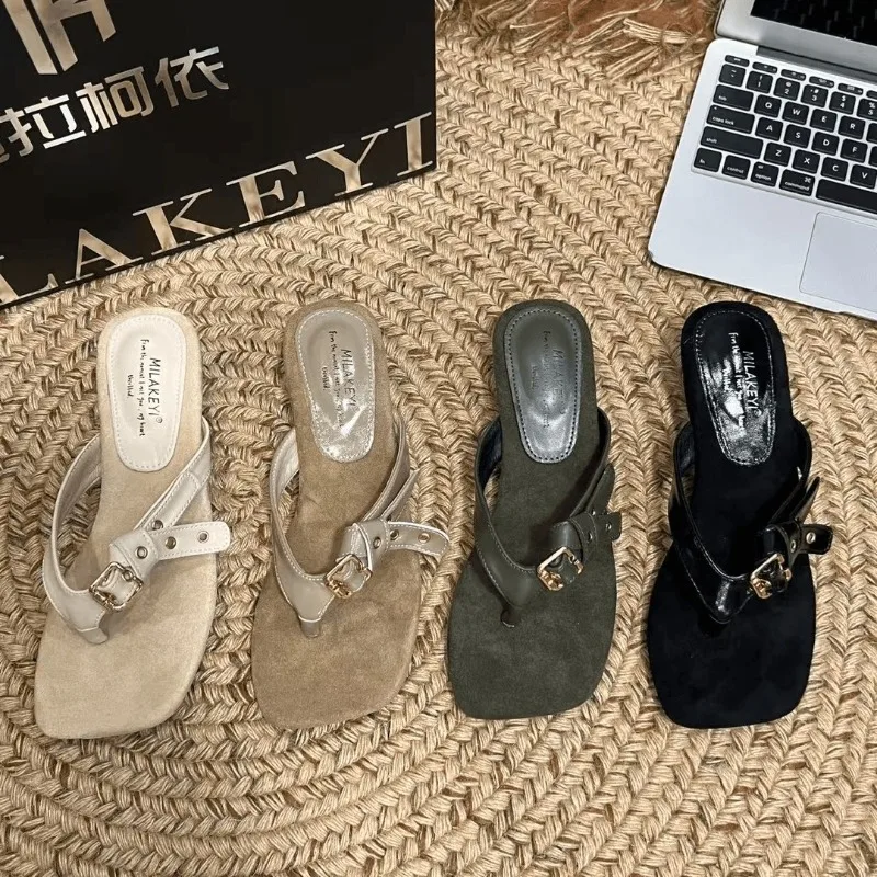 

Fashion Round Clip Toe Wedge Women Slippers Outdoor Casual Wedge Sandals 2026 New Flip Flops Summer Beach Flip Flops Women Shoes