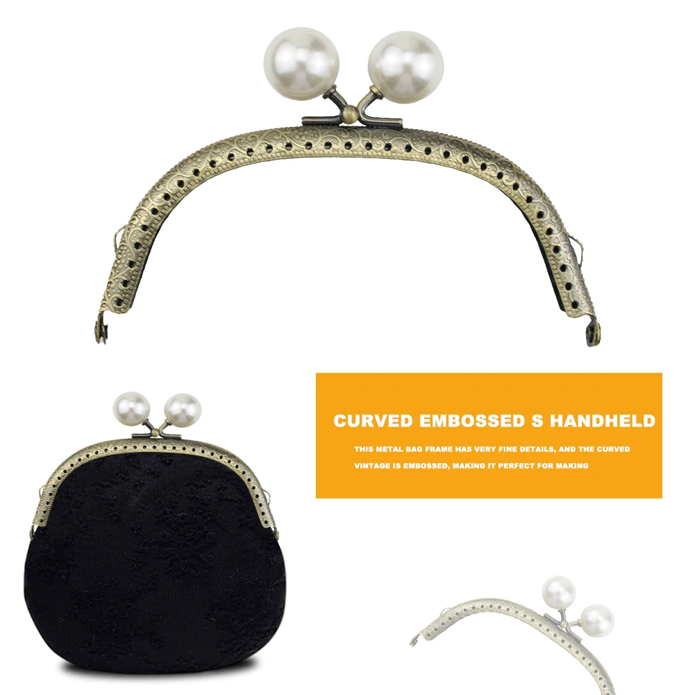 Металлический клатч с застежкой-поцелуем, легкий вес с жемчужной ручкой для сумки для монет, простая установка, сделай сам, шитье, ремесло, аксессуары для сумок