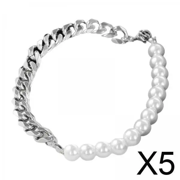 

Mens Pearl Chain Necklace Adjustable Titanium Steel Jewelry Urban Hip Hop Streetwear for Fashion Men