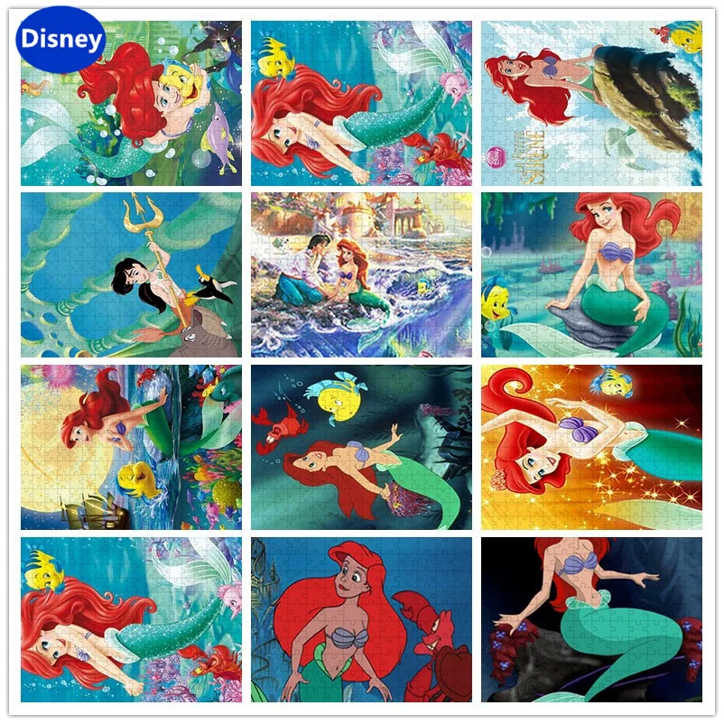 Mermaid Red Hair Princess Disney Cartoon Children's Brainstorming Puzzle Game Boy and Girl Decoration Preferred Holiday Gift