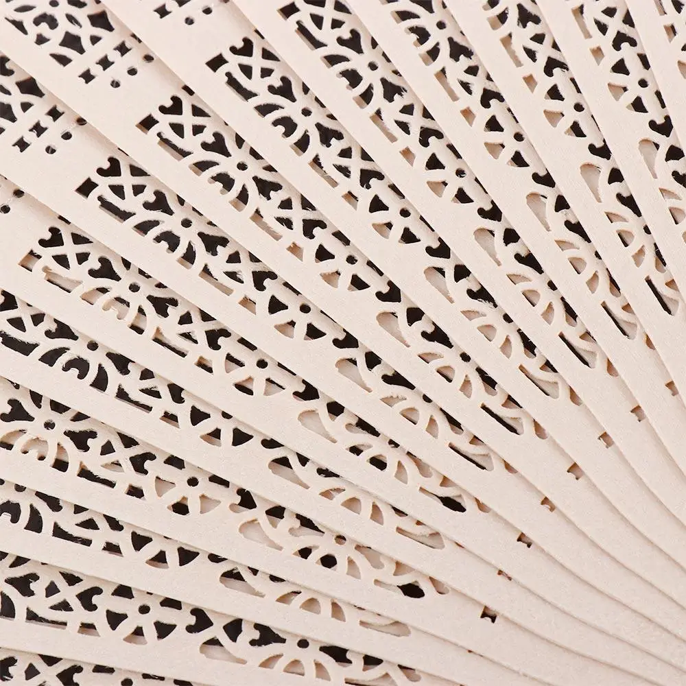 Wood Fan Handmade Handle Hand Fan Sandalwood Fan Folding Fans Photo Prop Tool Hand Held Flower Fans Hollow Dance Hand Fans