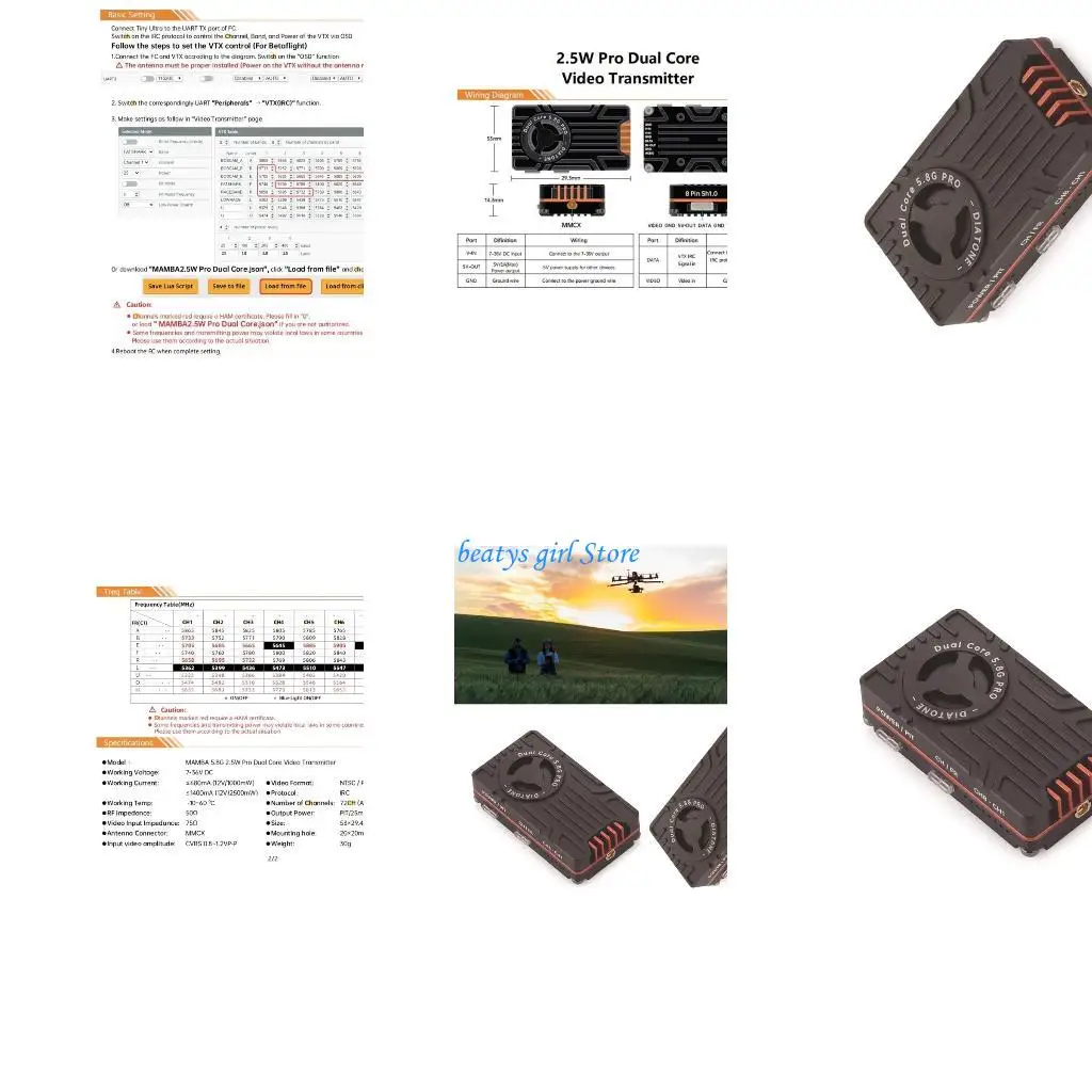 

C7AB Video Transmitters 72CH 2.5W Double Cores 5.8G Highly Definate Transmission