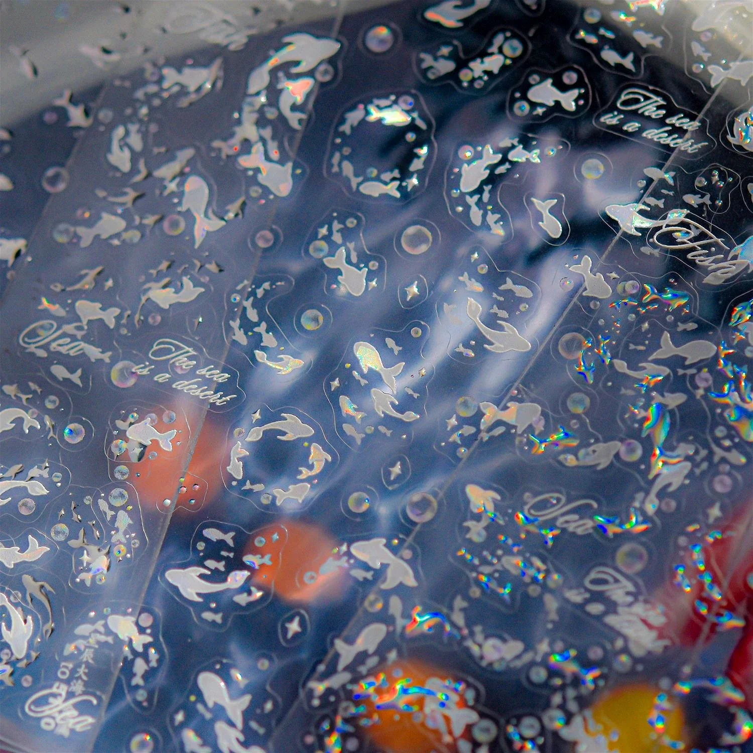 حالمة شيك المحيط عناصر النجوم البحر الضحل من الأسماك مدرسة فقاعات الماء لاصق مسمار الفن لاصقة تزيين مانيكير الشارات