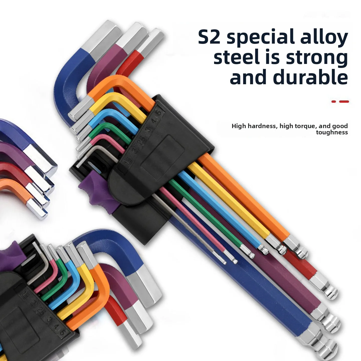 

Color Hex Key Set 9 Piece Ball Head Wrench Set Screwdriver Tools Ideal for Home and Professional Use Durable Alloy Construction