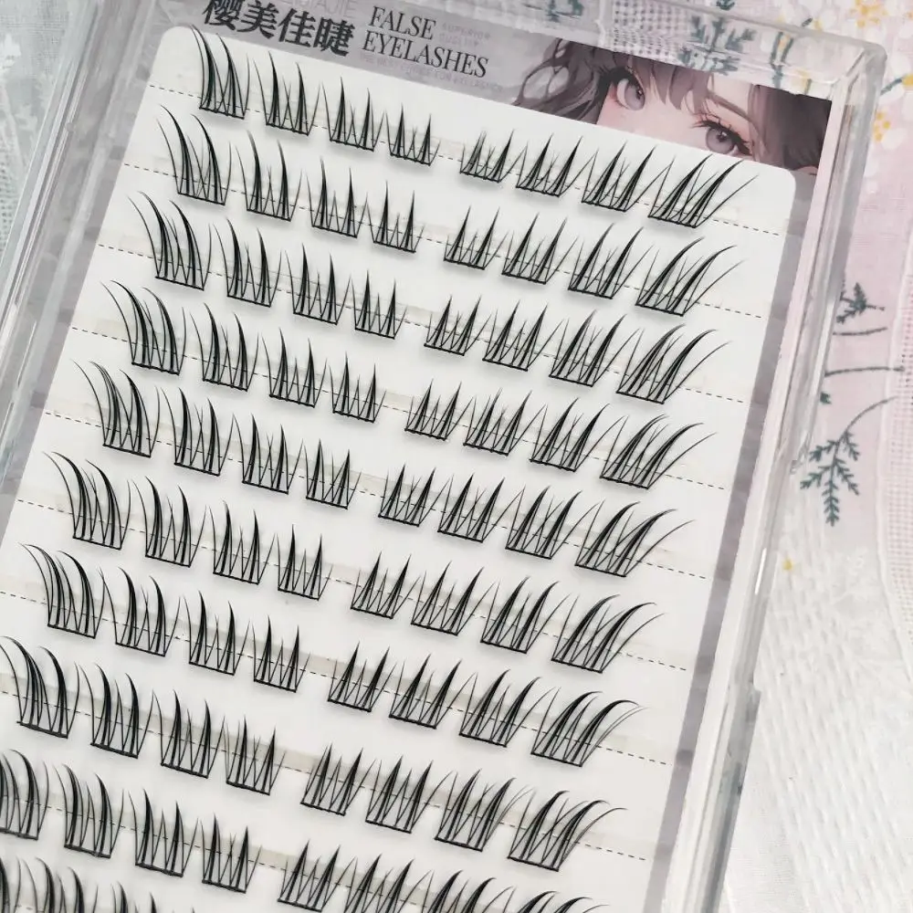 6/10/20 Rows Fox-Winged False Eyelashes Natural Thick Voluminous Fiber Glue-free Eyelashes 9-13mm Lengths Korean Style Lashes
