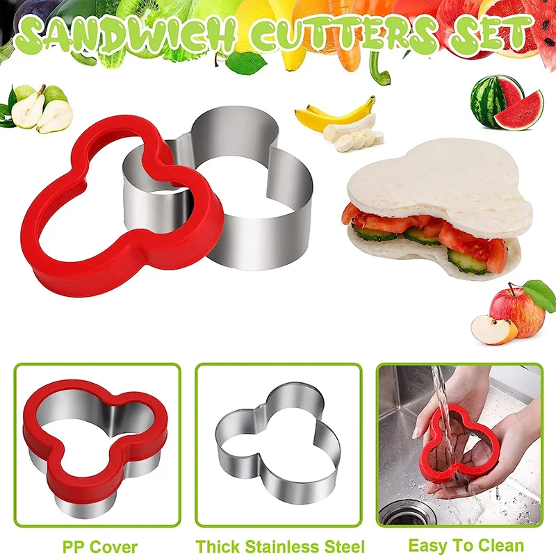 Sandwich Cutters for Children Kids Dinosaur Heart Star Mickey Fruit Vegetable Shapes Cutters Bread Toast Food Cookie Molds