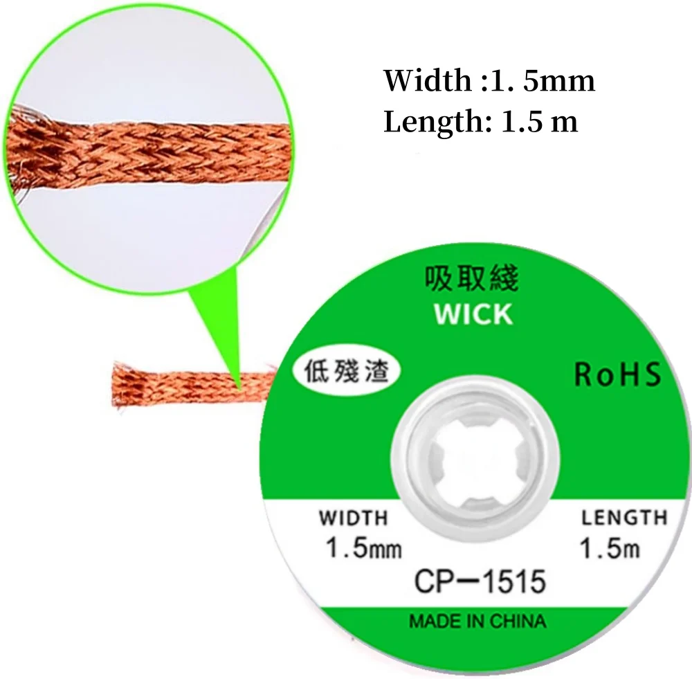 5 PCS Desoldering Wire 1.0/1.5mm Braid Soldering Mesh Welding Parts Low Residue No-Clean Solder Tin Remover Tool