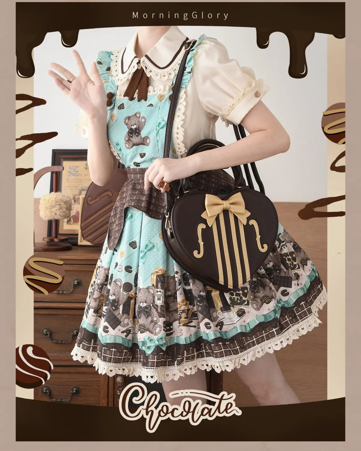 Original Designed Shoulder  Bag Crossbody Bag Violin Heart Elegant Love Lolita Handbag