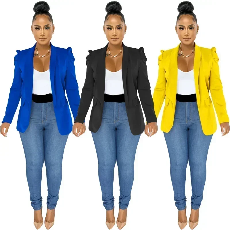 

Elegant Blazer Coat for Women Jacket 2025 Spring Button Fashion Blazers Ladies Outerwear Stylish Tops