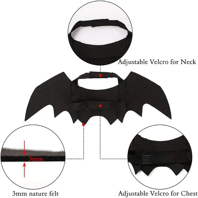 Niedliche Fledermausflügel für Haustierkatzen für Halloween-Party-Dekoration, Cosplay-Halsband-Accessoire für kleine Hunde, Welpen, lustiges Kostüm zum Verkleiden – Detail 5