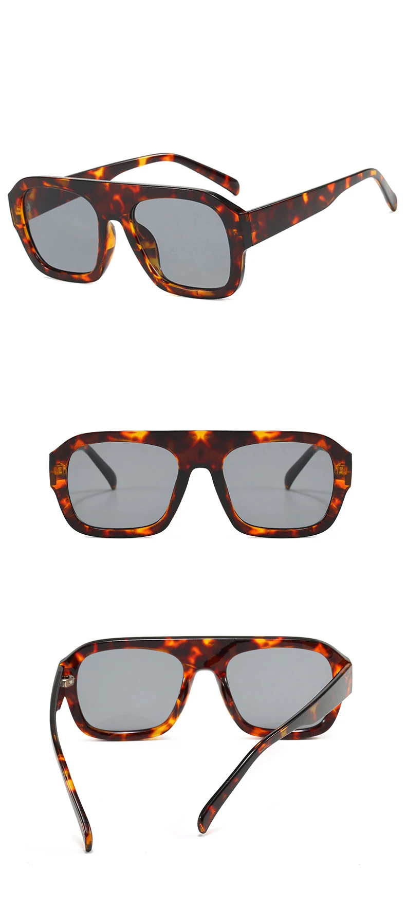 Vintage Quadratische Sonnenbrille für Frauen Luxus Marke Großen Dicken Rahmen Leopard Weibliche Sonnenbrille Männer Mode Designer Brillen – Detail 4