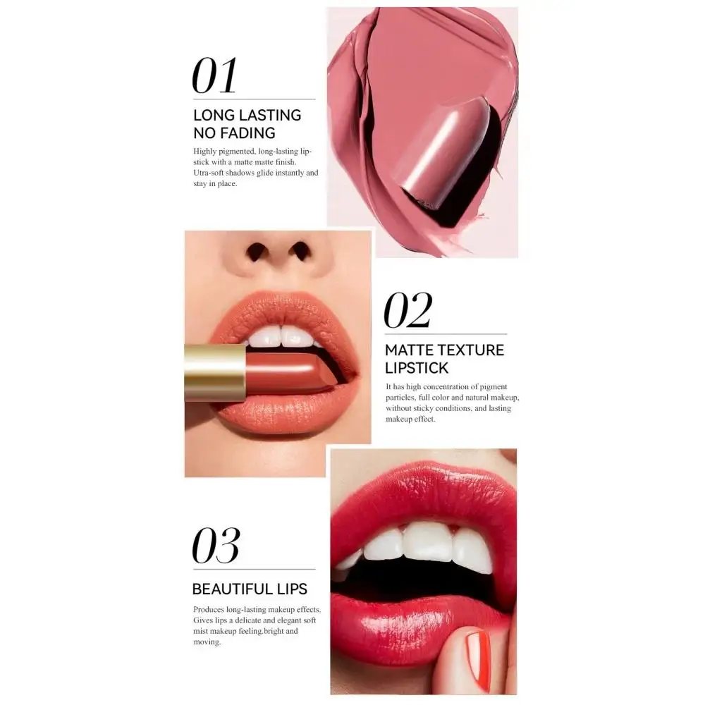 Szminka w sztabce złota 6 kolorów diament perłowy brokat wysoki połysk nieklejąca się długotrwała różowe usta makijaż