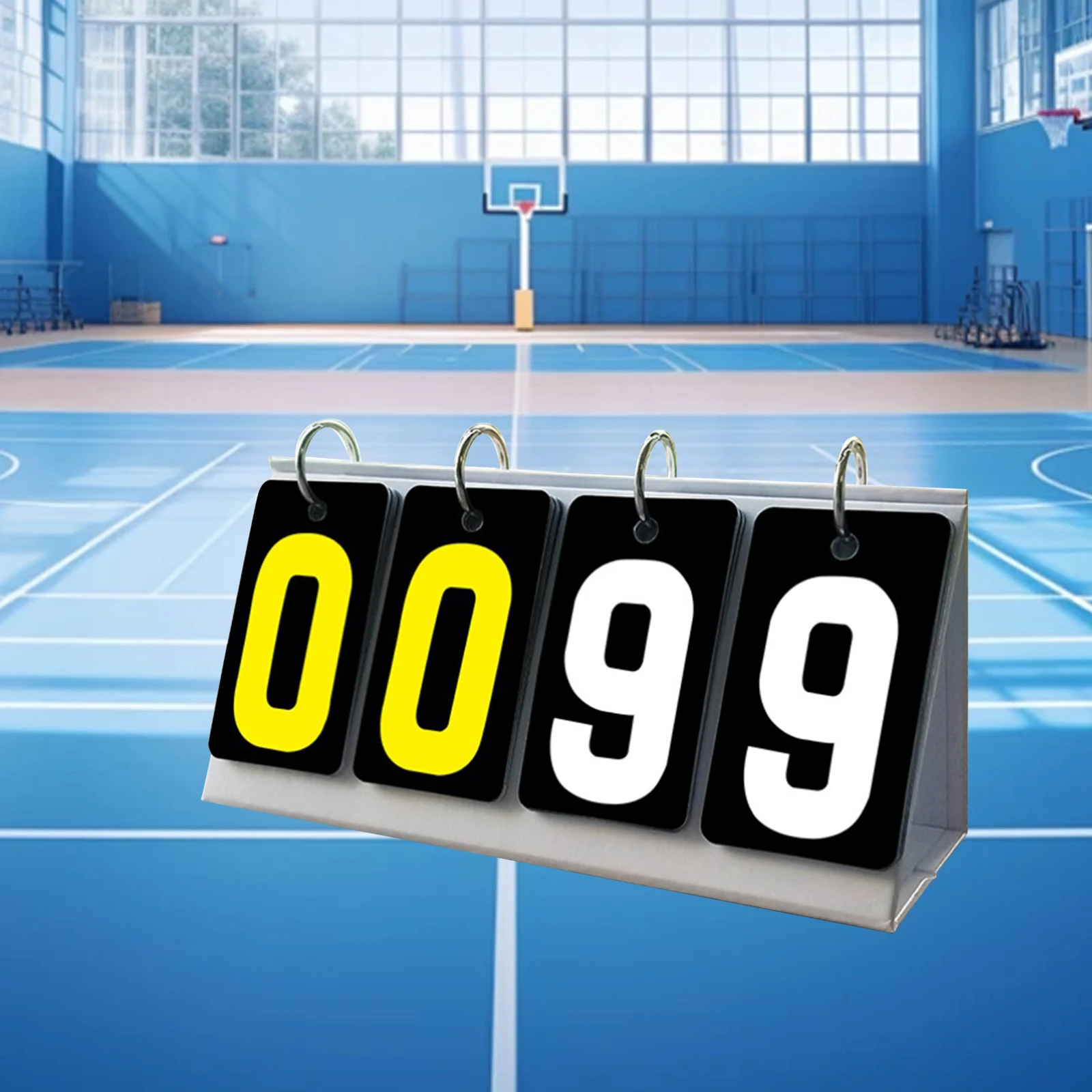 4-Digit Scoreboard Basketball Football Volleyball Table Tennis Score Board Flipper Scorekeeper for Baseball Volleyball Sport