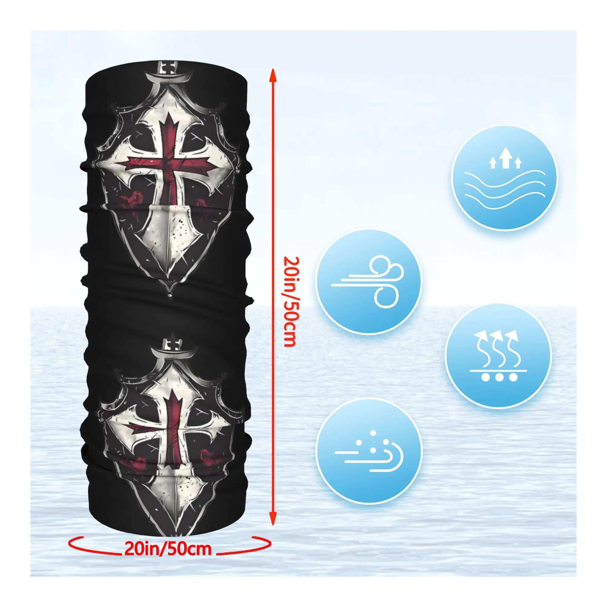 Cool Knight Cross Armor Thin Bandana Neck Gaiter Wrap Scarf Headband Neck Cover Bandana Face Cover Unisex