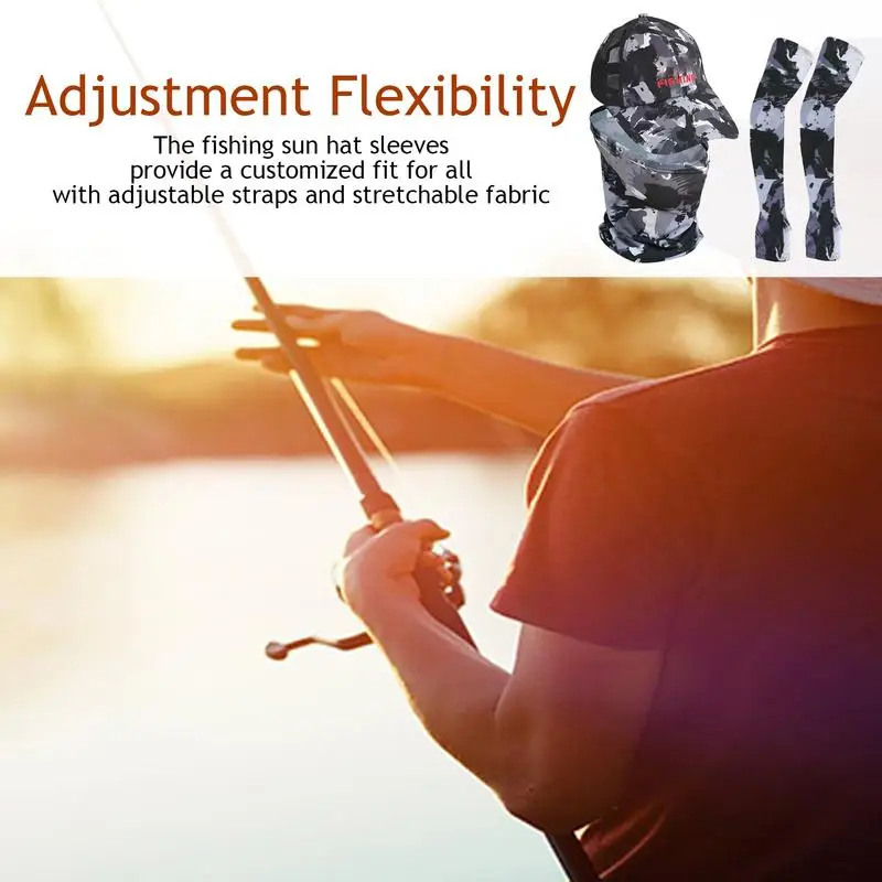 Fishing Hats With Arm Sleeves Arm Sleeves Sun Protection Neck Flap Outdoor Stylish Adjustable Hiking Hat Arm Cover For Golf