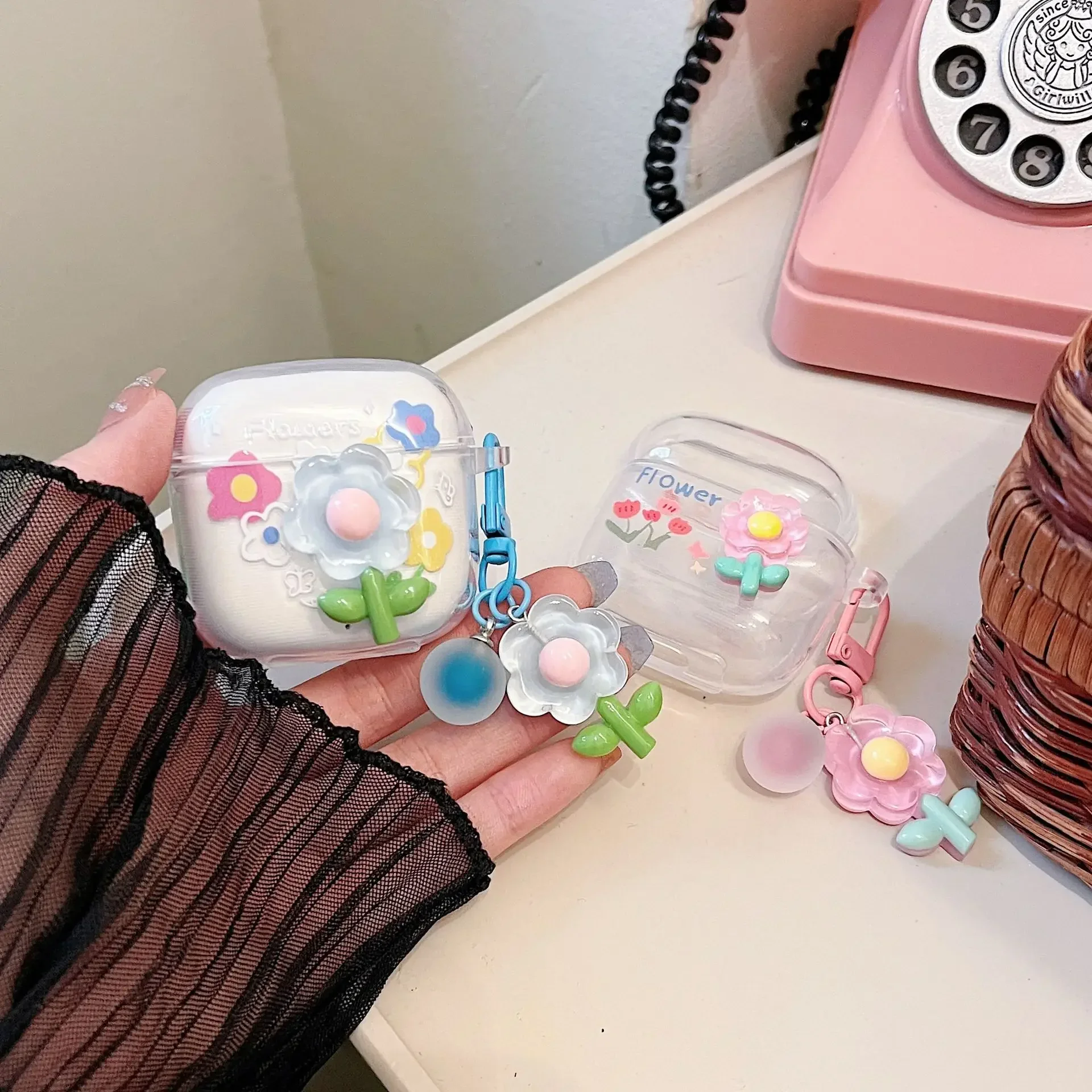 مناسبة لسماعات Huawei FreeBuds SE2 SE3 TWS الكرتونية المزودة بتقنية البلوتوث، غطاء حماية شفاف لسماعات الأذن مع حلقة مفاتيح