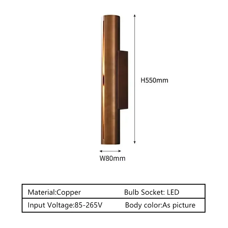 Nordic Modern LED Wall Lamp Copper Body Luxury Indoor Lighting Fixture for Bedroom Living Room Hotel Background Decor Light