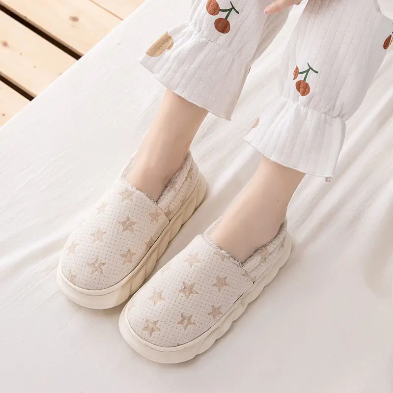 

Послеродовые хлопковые тапочки для беременных на осень-зиму, домашняя легкая конструкция, хлопковая обувь на флисовой подкладке