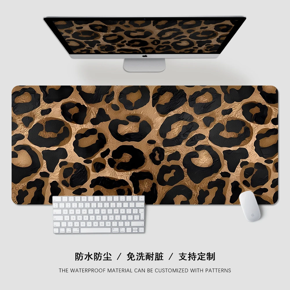 French Leopard Print Multiple Models Large Leather Mouse Pad Suitable For Gaming Office Users Non-Slip Desktop Computer Desk Pad