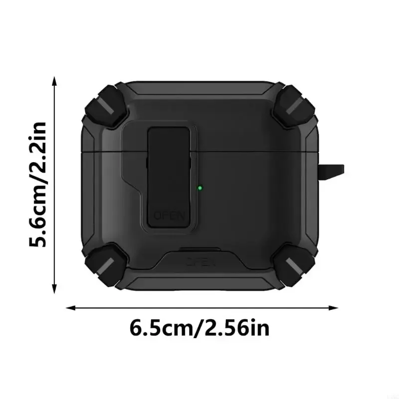 For AirPods 4 2024 Version， MagSafe Auto-Lock Protective Case Dustproof Design Full Protection Portable Stand Cover