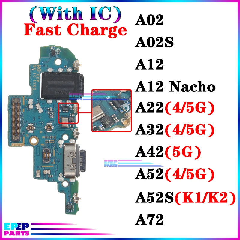 Port ładowania dokującego USB do Samsung Galaxy A32 A42 A52 A52S A72 A02S A12 Nacho A22 K1 K2 Wersja 4G 5G Moduł płytki ładującej