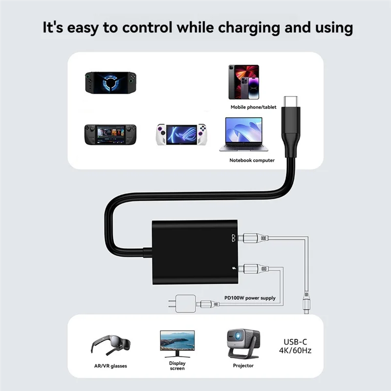 B29C-AR Glasses USB C 2 In 1 Docking Hub With PD Fast Charging And Two USB Ports For Smartphones And Tablets Grey