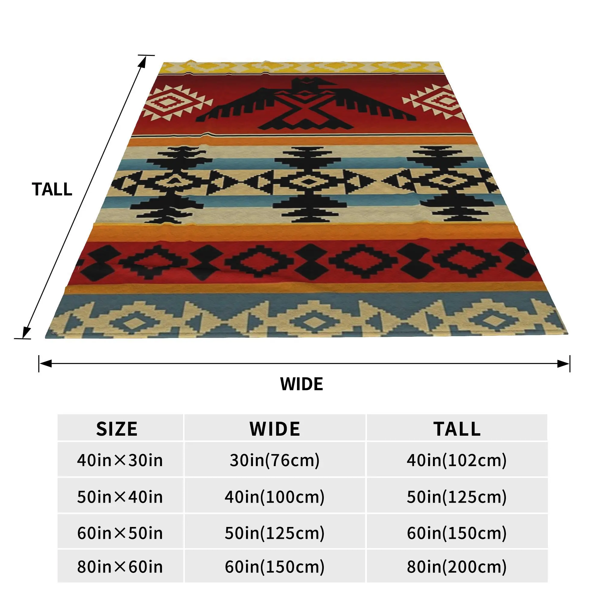 Thunderbird  Native American Pattern Blanket Soft Warm Flannel Throw Blanket Plush for Bed Living room Picnic Travel Home Couch
