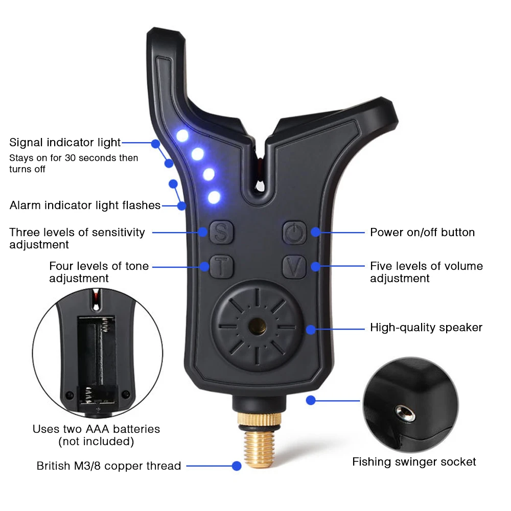 Coonor Electronic Fishing Bite Sound Alarm Indicator Sound Bite Alert Bell w LED Lights Fishing Accessories Fishing Supplies New view 2