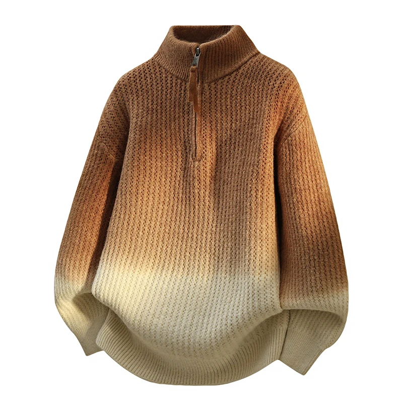 

Мужской свитер с высоким воротником на молнии, свободного кроя, в стиле американского ретро, осенне-зимняя новинка, повседневный, модный