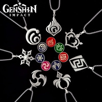 Fashion Stainless Steel Genshin Impact Necklace Eye Of God Seven Element Game Theme Necklace For Men Women Anime Cosplay Jewelry