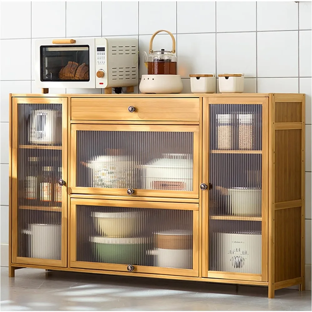 Kitchen Pantry Cabinet  with Large Drawer, Tall Storage Cabinet with Doors and Shelves, Freestanding Storage Cabinet Cupboard